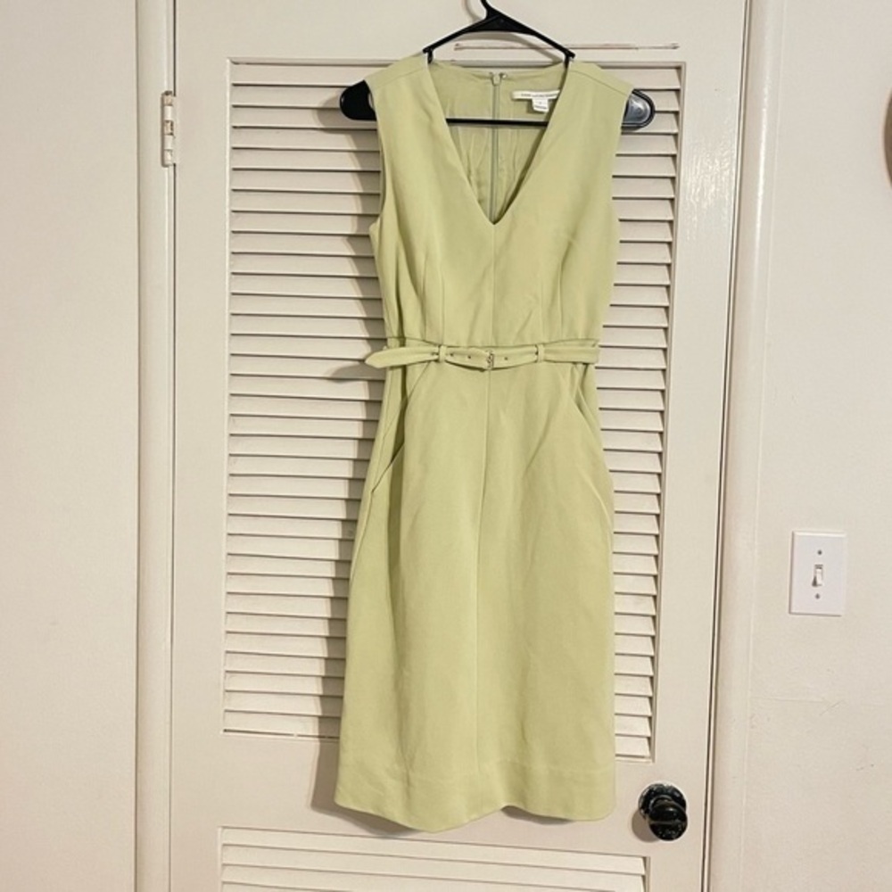 DVF Nula Pique Pencil Dress 2 Light Moss Green
